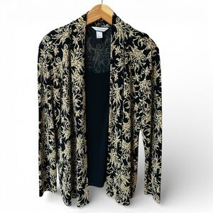 Christopher & Banks Black and Gold Layered Shirt Blouse